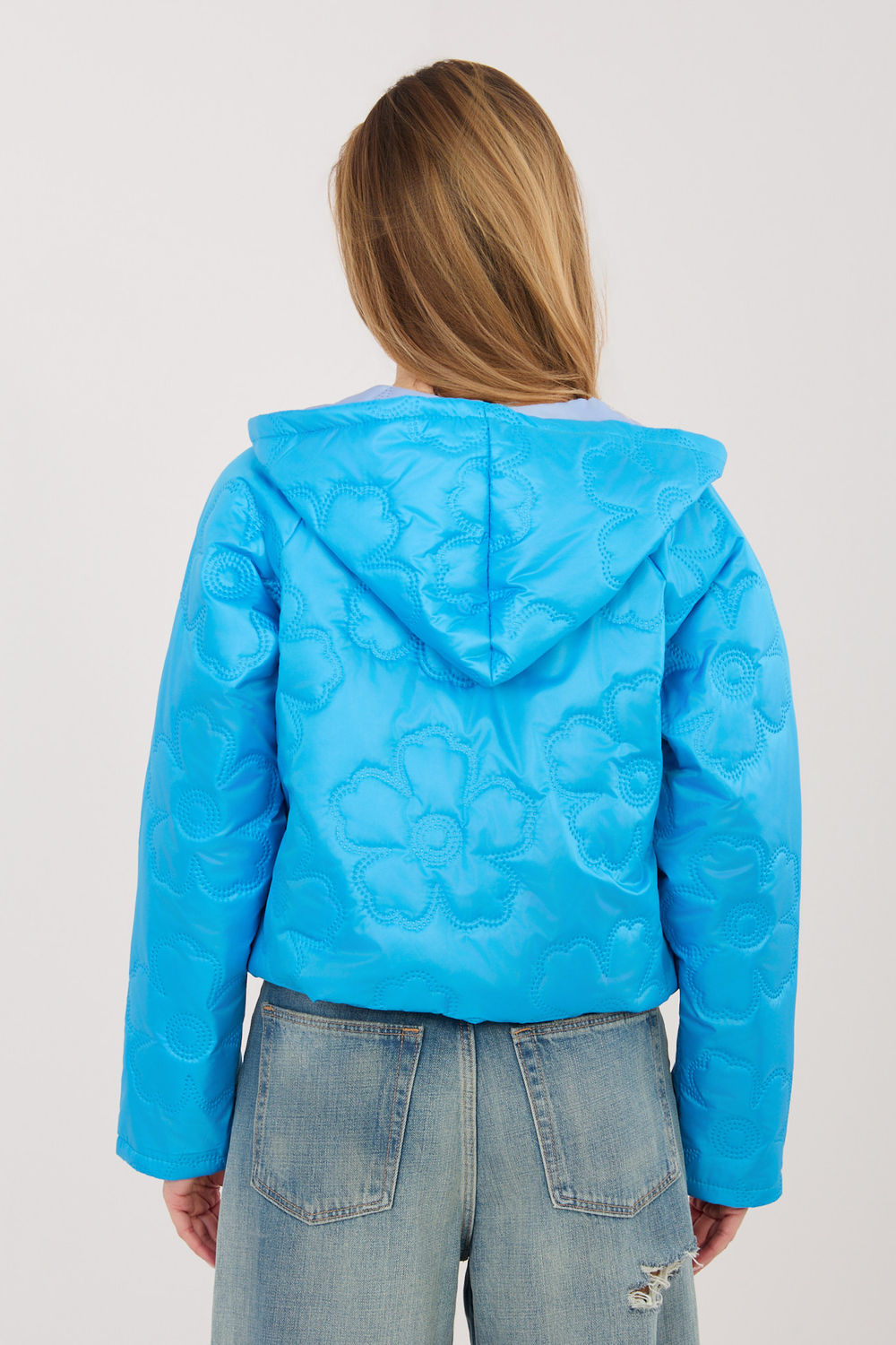 Rue Paris Blue Floral Hooded Jacket - view 3