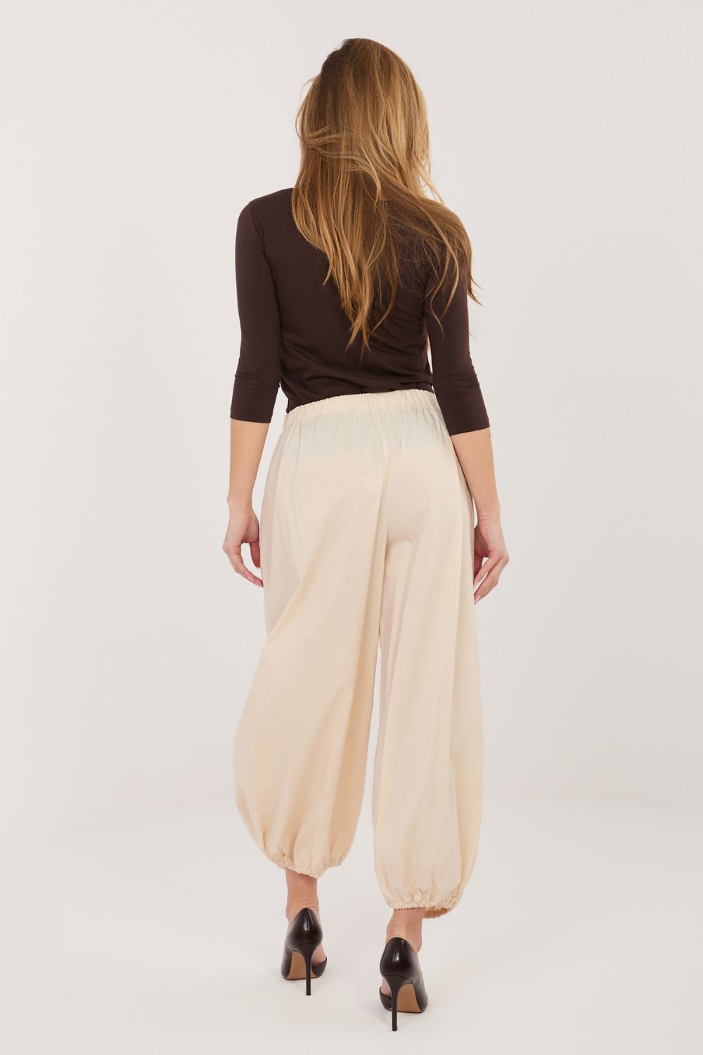 Rue Paris Light Beige High Waisted Cotton Trousers - view 4