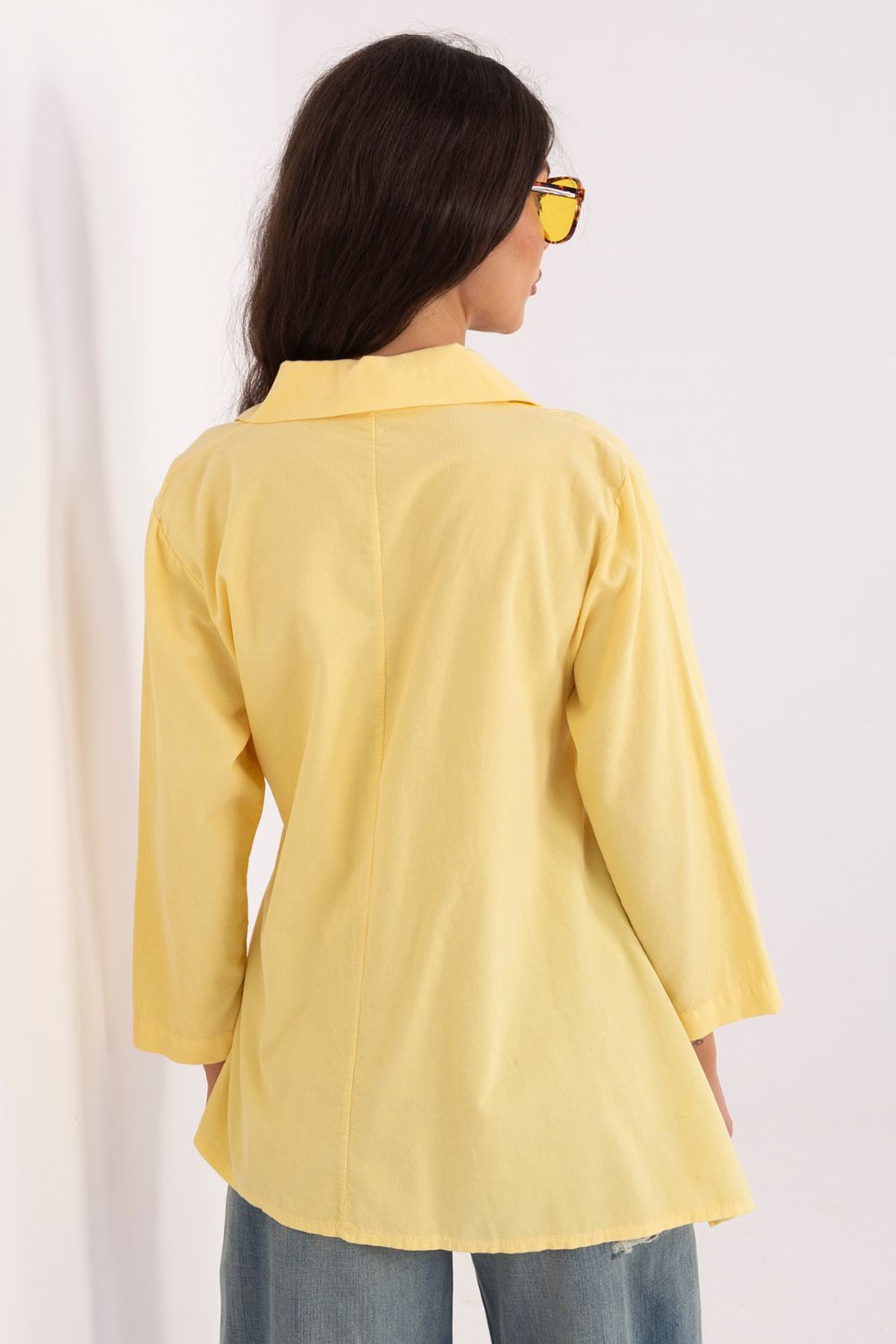 Rue Paris Light Yellow Cotton Long Sleeve Top - view 4