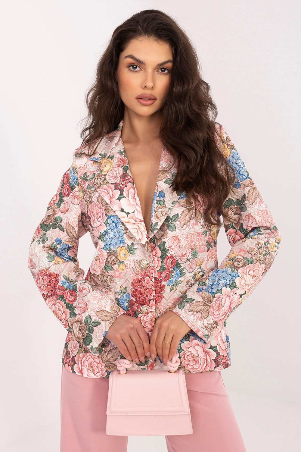 Italy Moda Pink Floral Long Sleeve Jacket