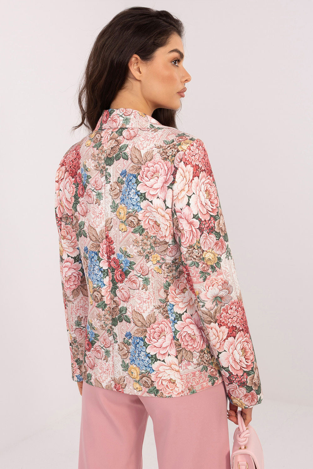 Italy Moda Pink Floral Long Sleeve Jacket - view 3