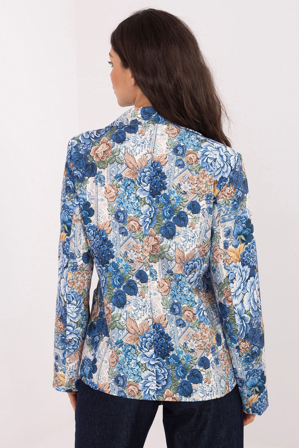 Italy Moda Dark Blue Floral Long Sleeve Jacket - view 3