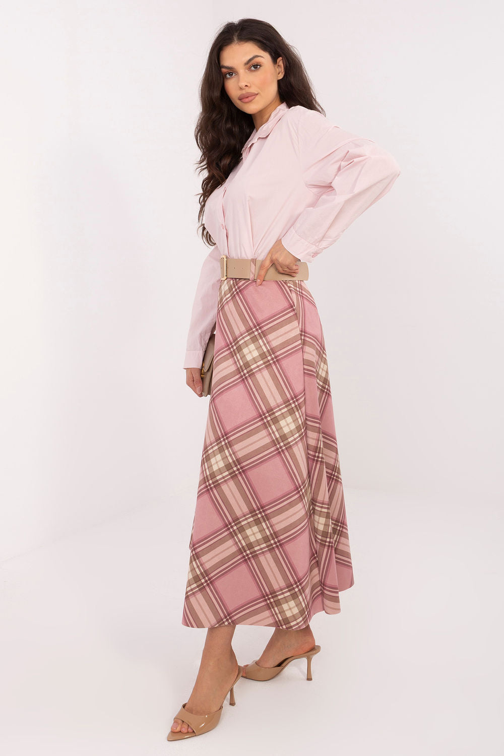 Italy Moda Pink Flared Maxi Skirt - view 2