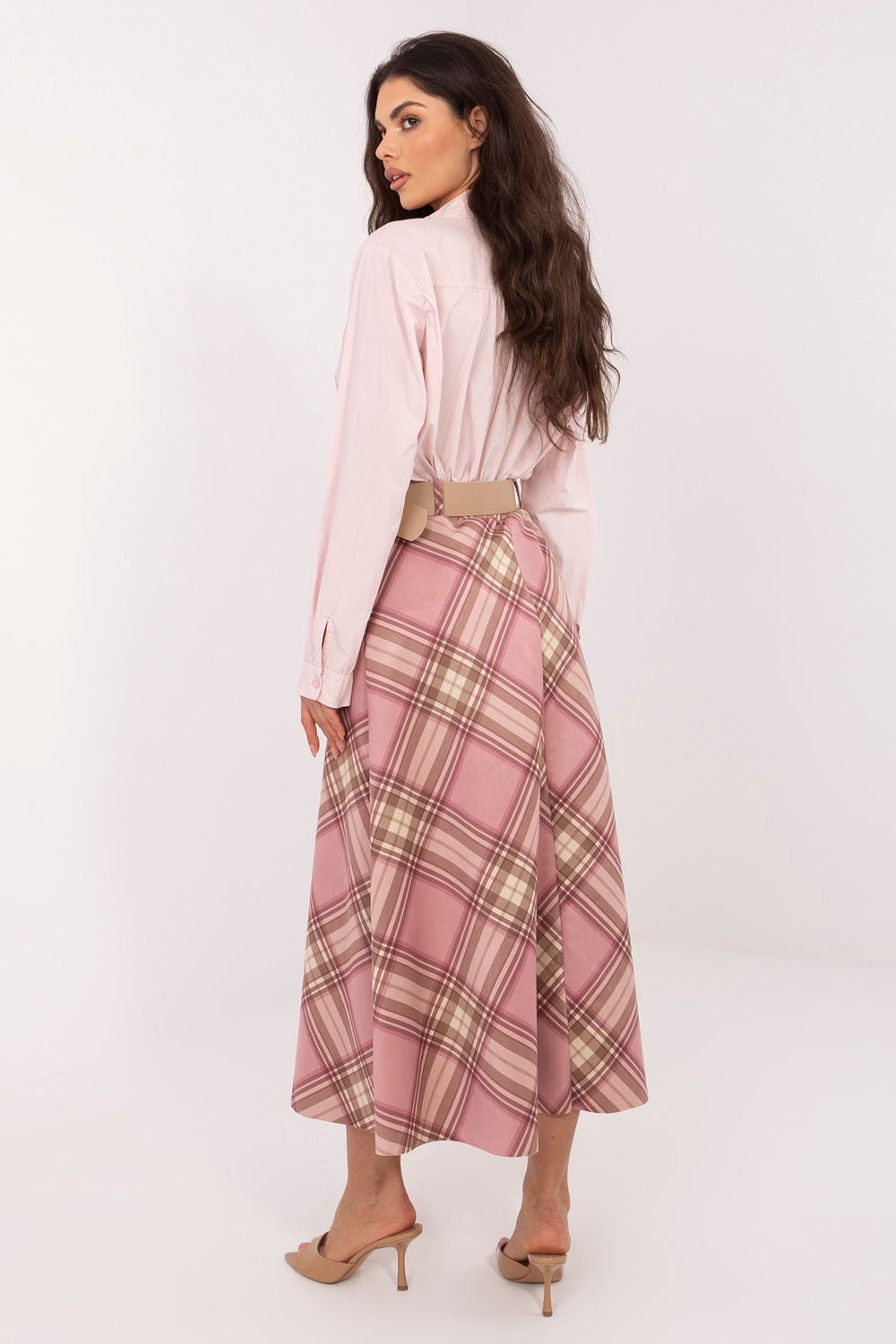 Italy Moda Pink Flared Maxi Skirt - view 3
