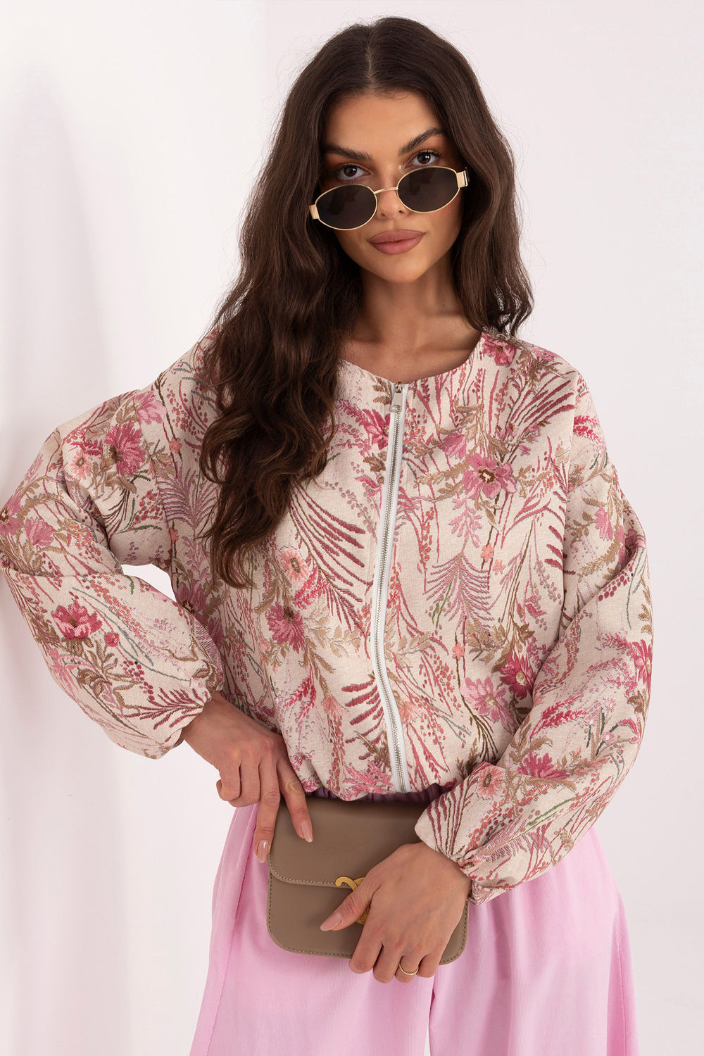 Italy Moda Pink Floral Hooded Jacket