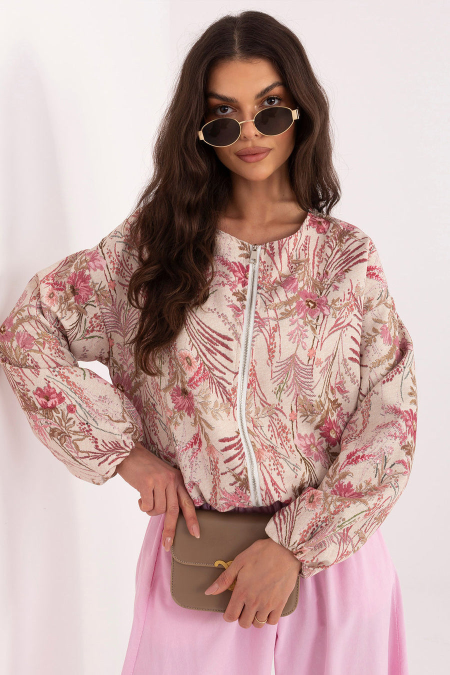 Italy Moda Pink Floral Hooded Jacket