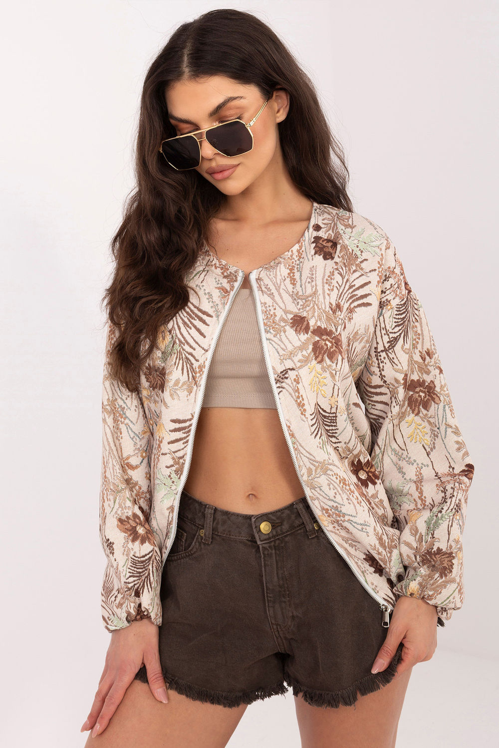 Italy Moda Brown Bodycon Hooded Jacket