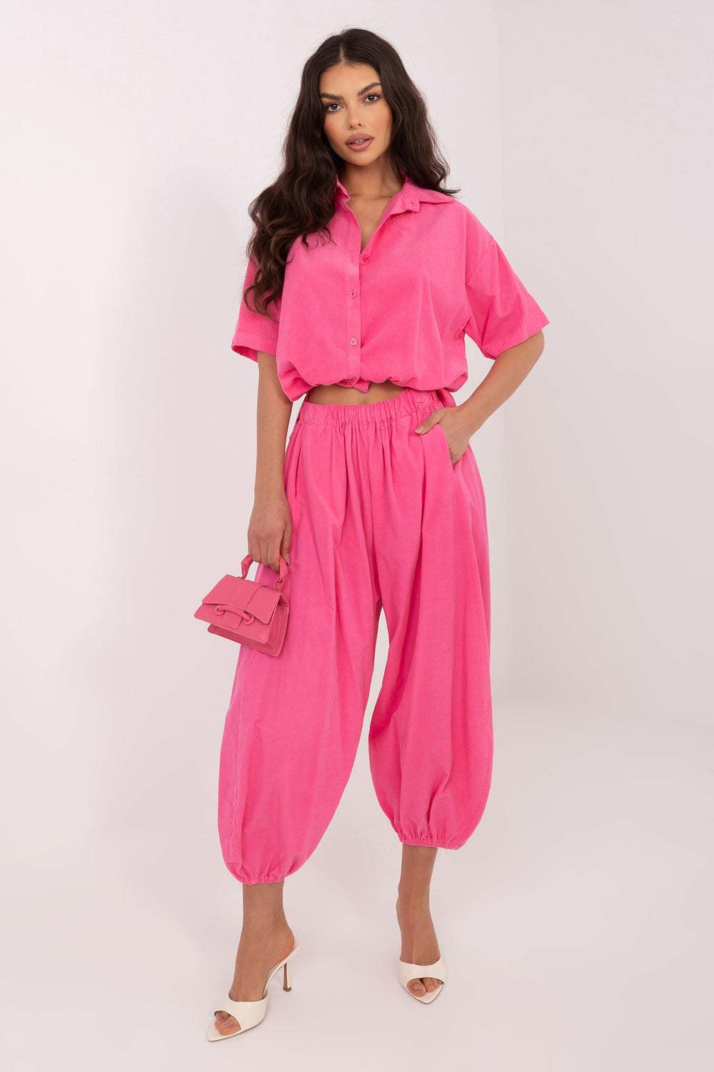 Italy Moda Dark Pink Cotton Short Sleeve Top - view 3