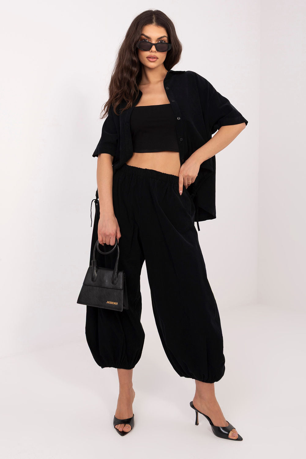 Italy Moda Black Cotton Short Sleeve Top - view 2