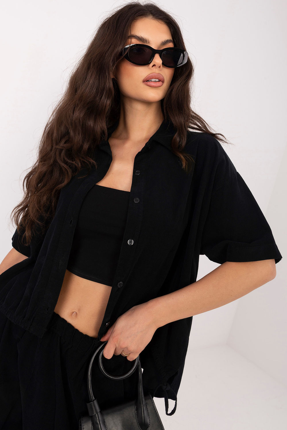 Italy Moda Black Cotton Short Sleeve Top - view 4