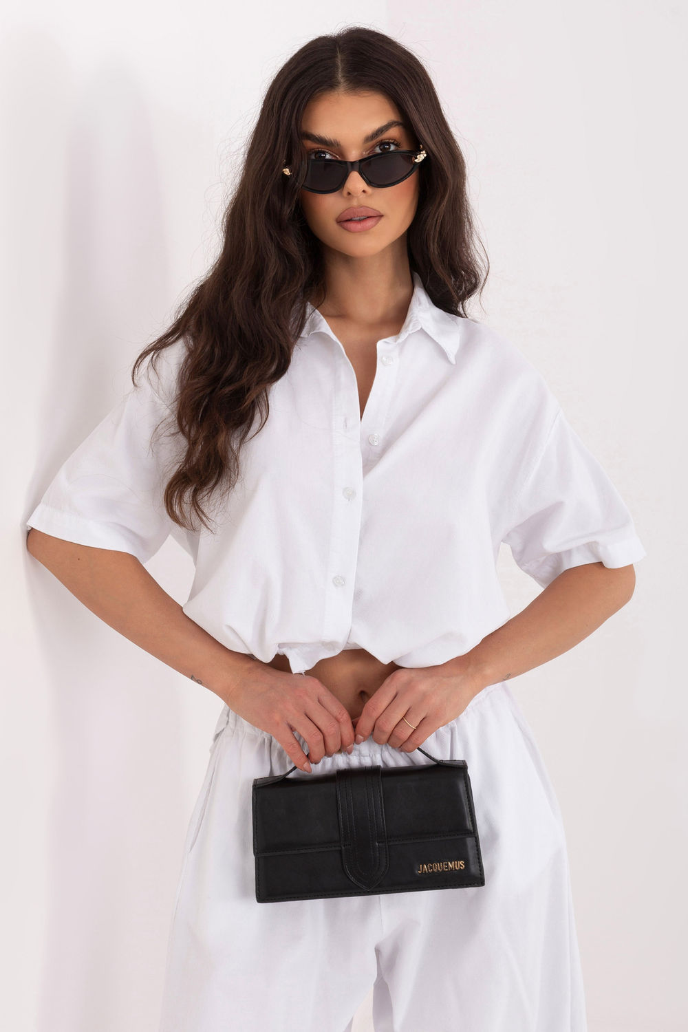 Italy Moda White Cotton Short Sleeve Top