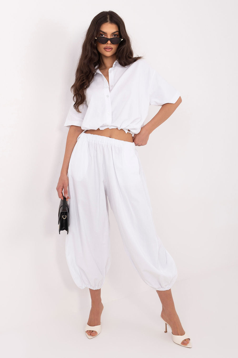 Italy Moda White Cotton Short Sleeve Top - view 2