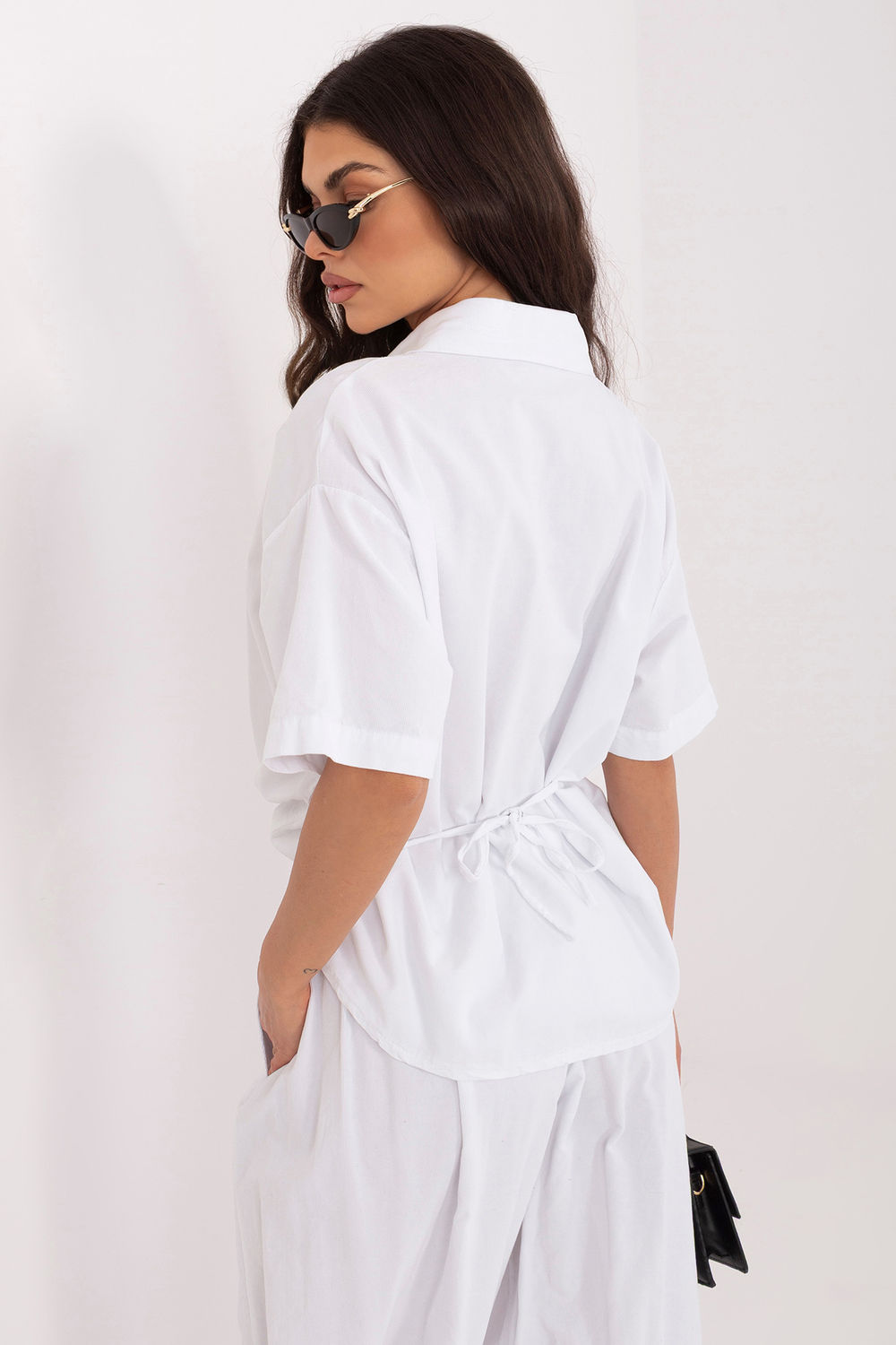 Italy Moda White Cotton Short Sleeve Top - view 3
