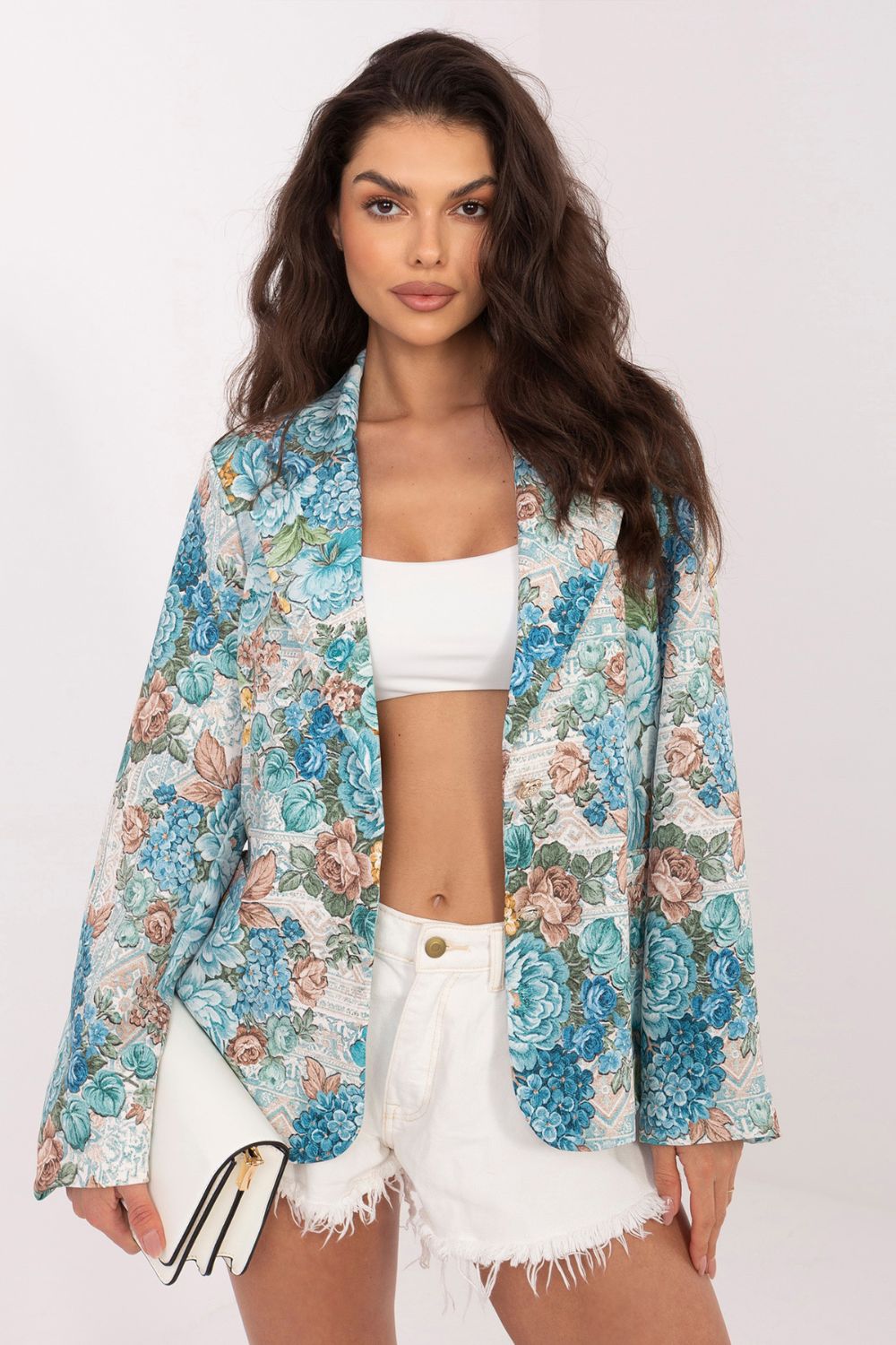 Italy Moda Mint Floral Long Sleeve Jacket - view 3