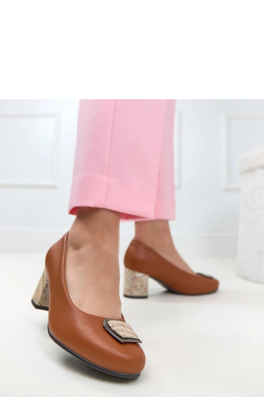 Solea Potocki Brown Block Heel Court Shoes
