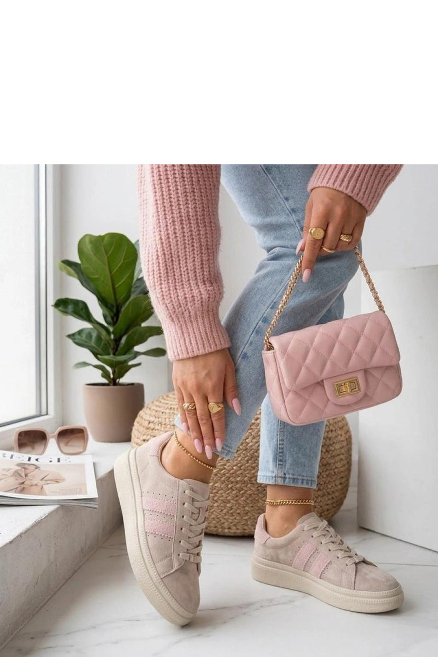 Solea Beige Platform Trainers