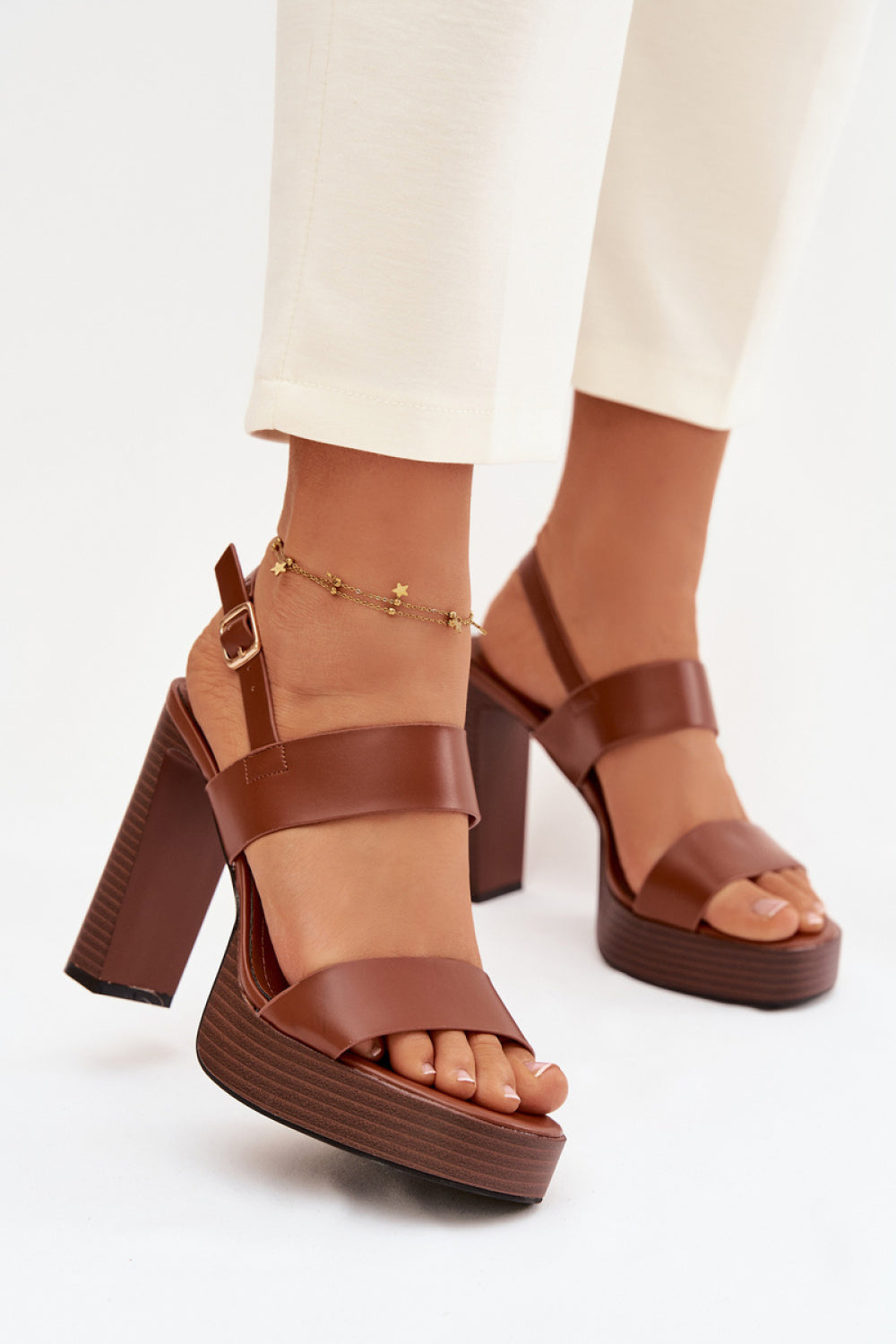 Step In Style Hanelia Camel Heeled Sandals