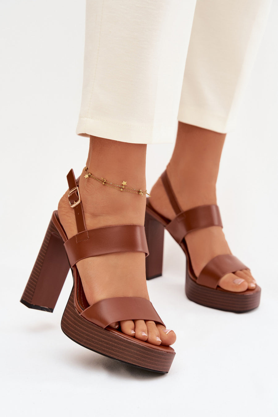 Step In Style Hanelia Camel Heeled Sandals