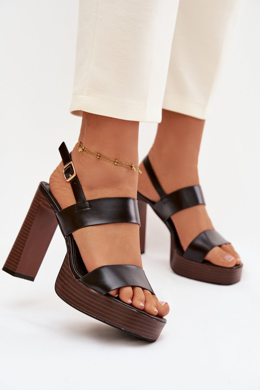 Step In Style Hanelia Black Heeled Sandals