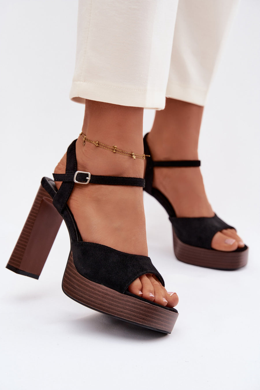Step In Style Gralisse Black Heeled Sandals