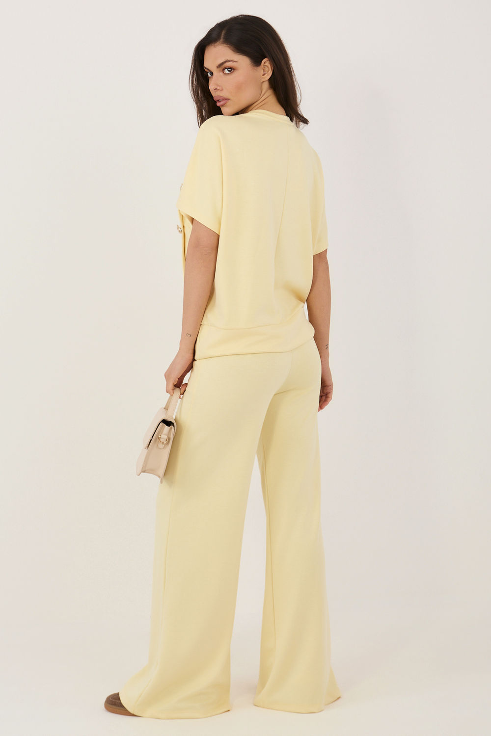 Relevance Light Yellow Wide Leg Short Sleeve Co-Ord Set - view 3