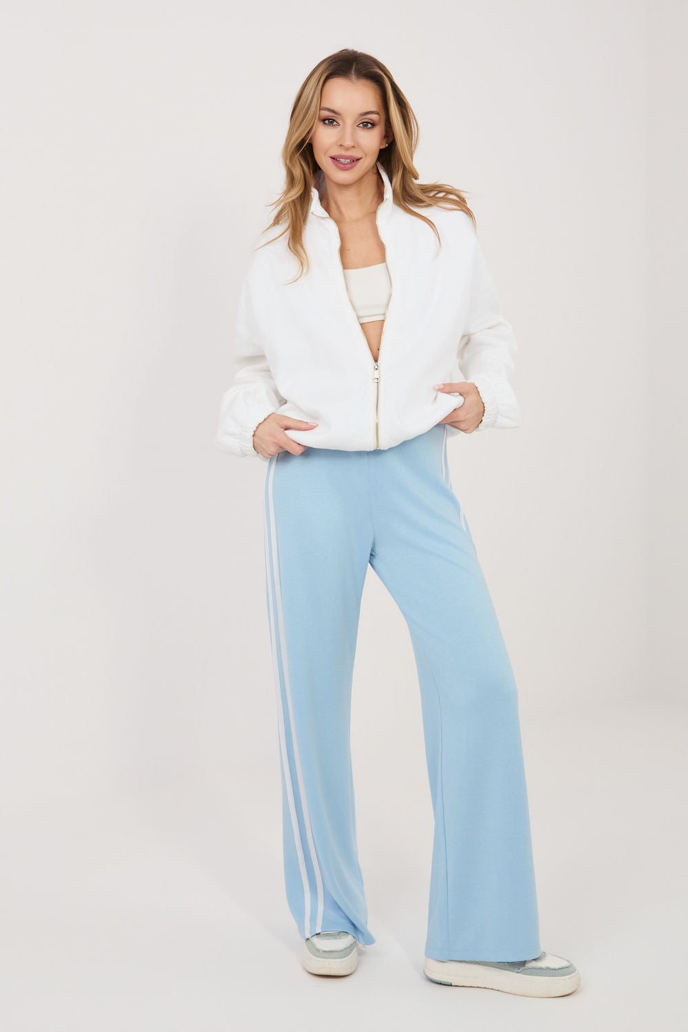 Relevance Light Blue Striped High Waisted Joggers