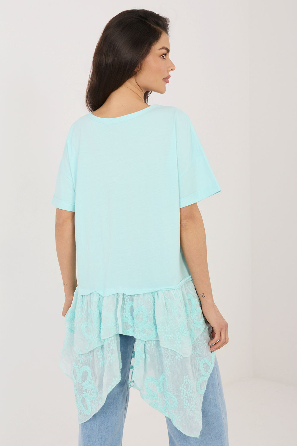 Italy Moda Mint Bodycon Short Sleeve Blouse - view 3