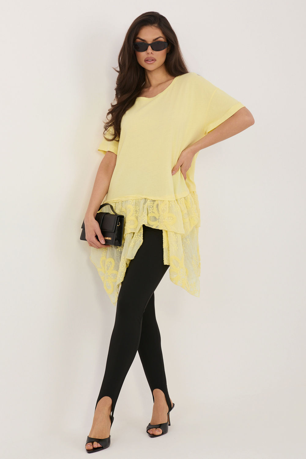 Italy Moda Light Yellow Bodycon Short Sleeve Blouse - view 2