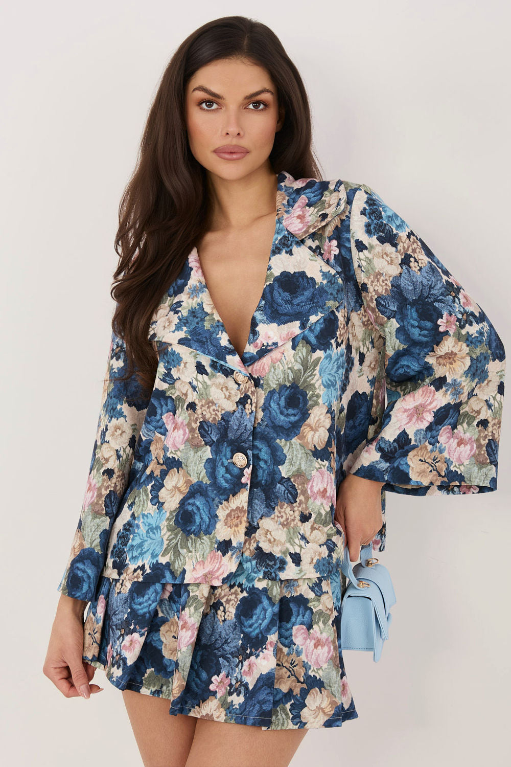 Italy Moda Dark Blue Floral Jacket