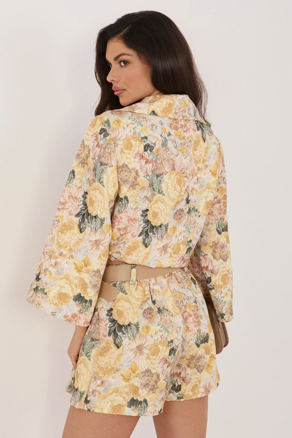 Italy Moda Yellow Floral Pleated Skort - view 3