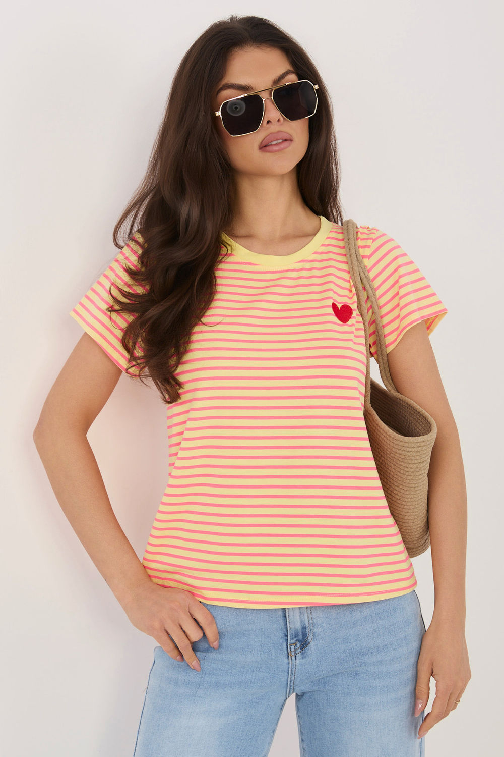 Italy Moda Yellow Striped Short Sleeve T-Shirt