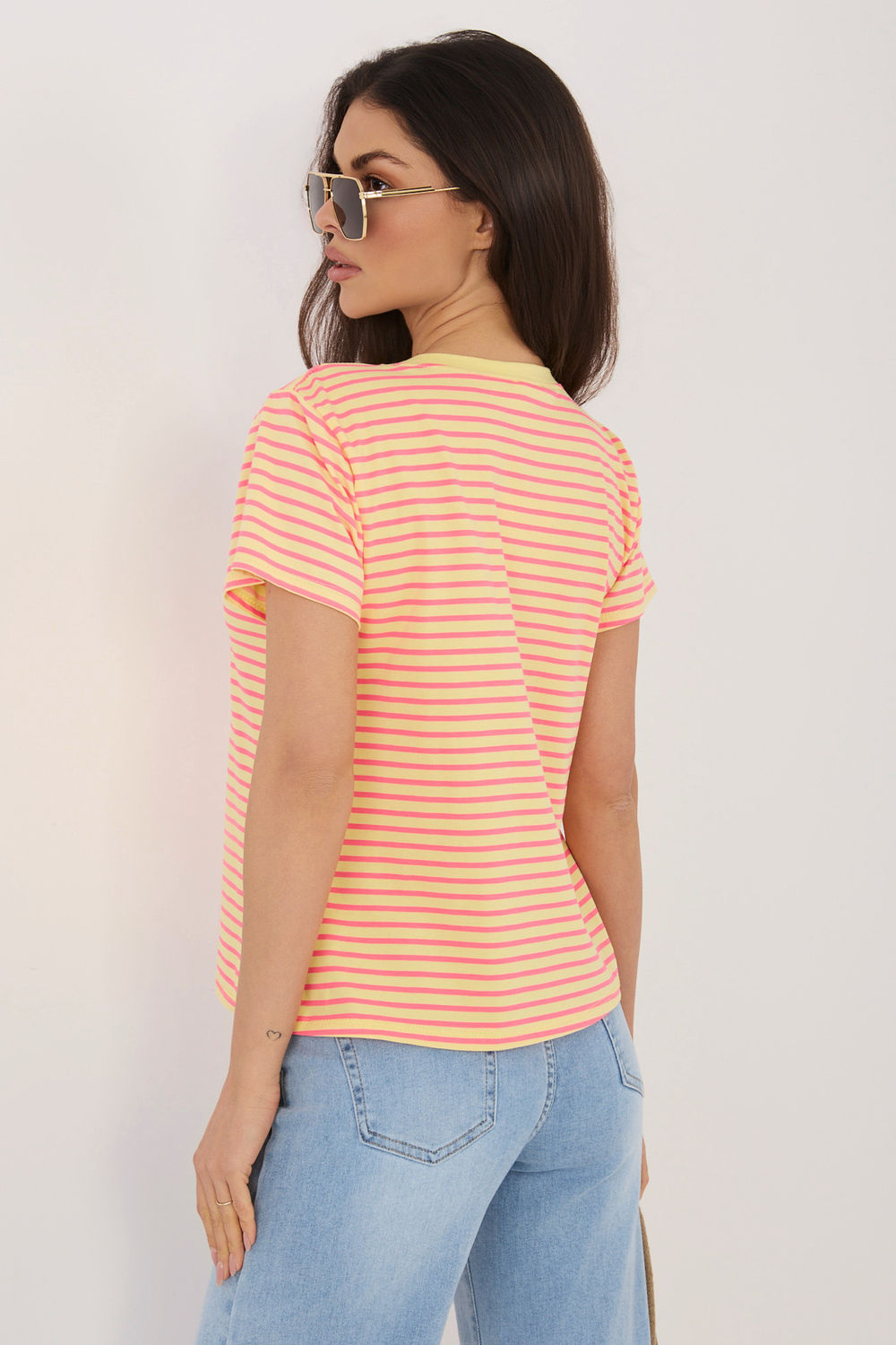 Italy Moda Yellow Striped Short Sleeve T-Shirt - view 3