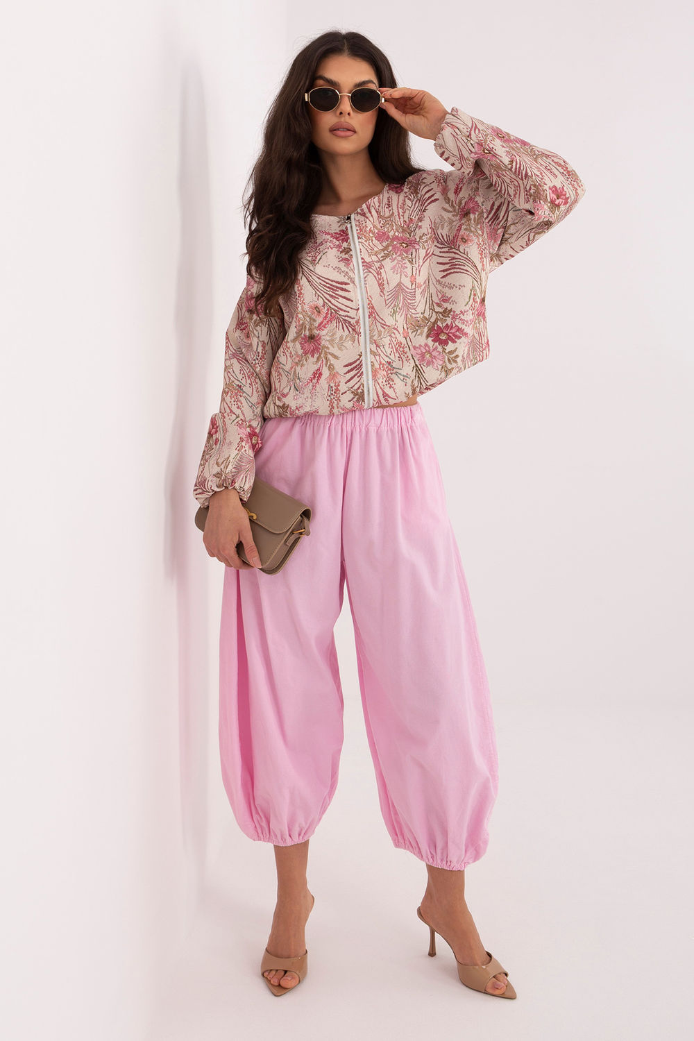 Italy Moda Light Pink High Waisted Cotton Corduroy Trousers