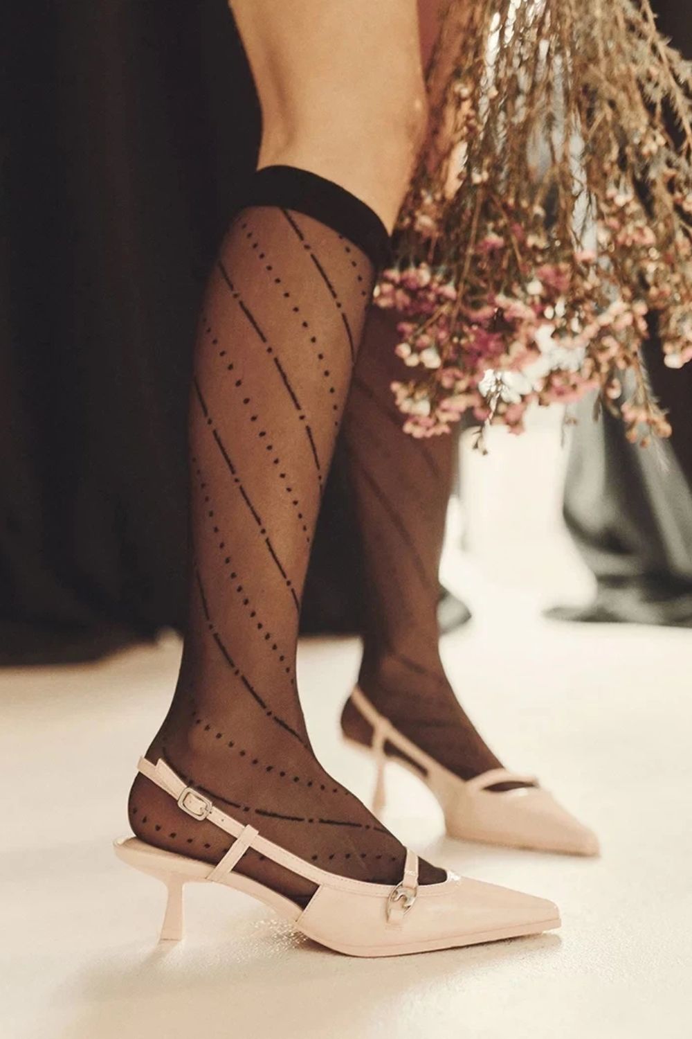 Gabriella Mira Black Knee High Socks - view 2