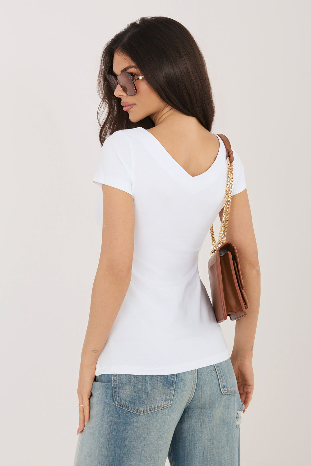 Rue Paris White V-Neck Short Sleeve Blouse - view 3