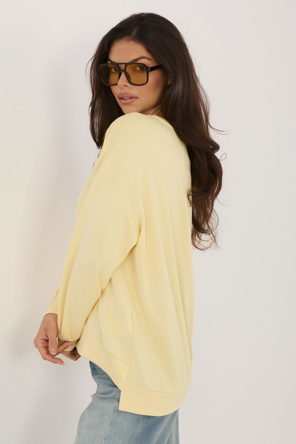 Rue Paris Light Yellow Puff Sleeve Sweatshirt - view 3