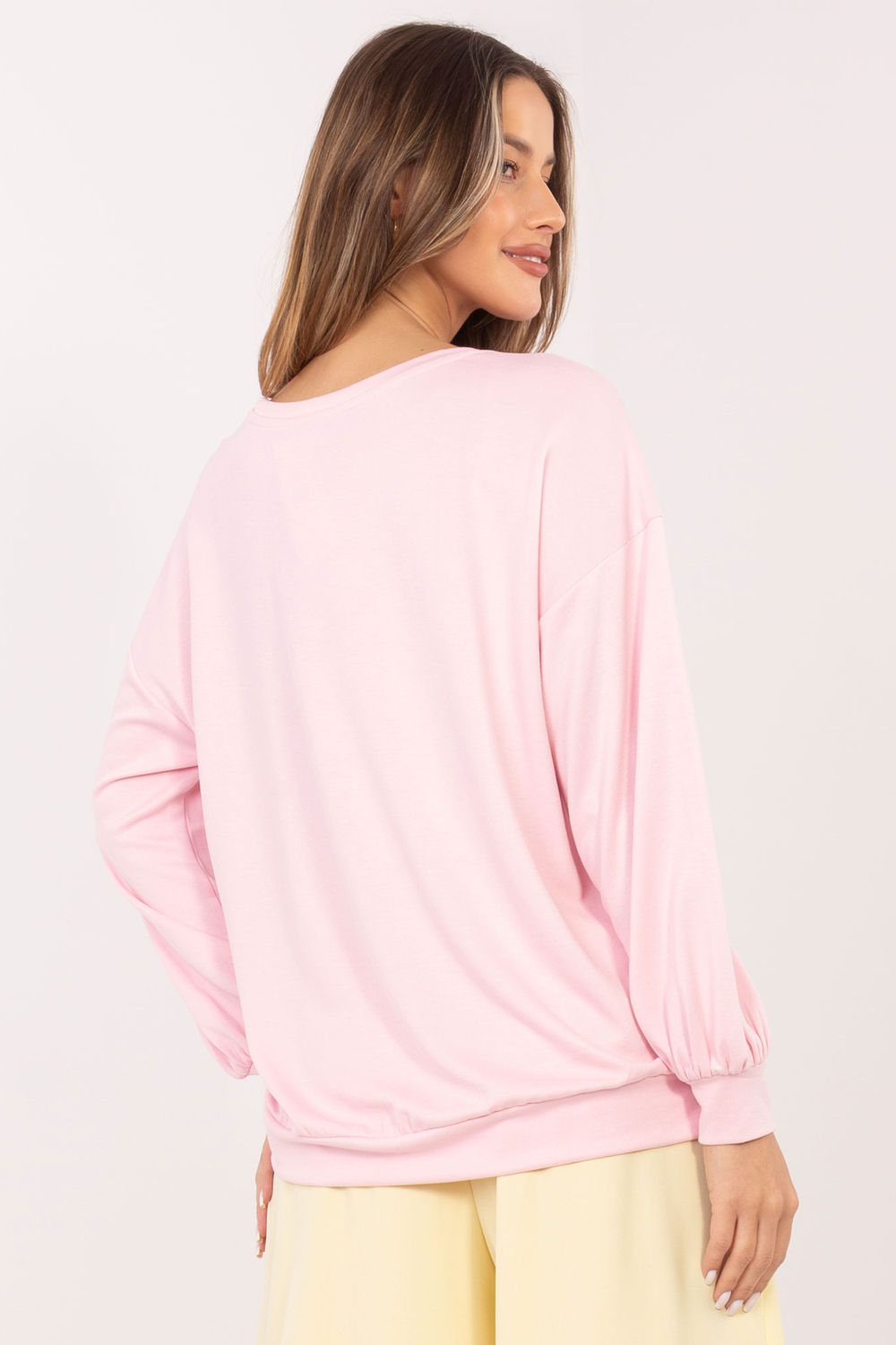 Rue Paris Light Pink Puff Sleeve Sweatshirt - view 3