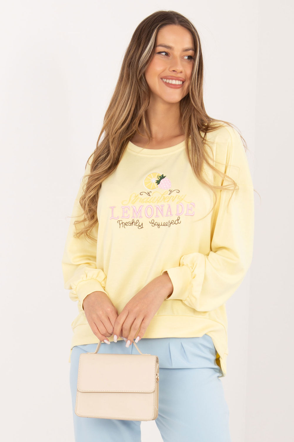 Rue Paris Light Yellow Long Sleeve Sweatshirt