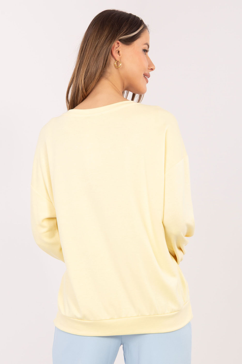 Rue Paris Light Yellow Long Sleeve Sweatshirt - view 3