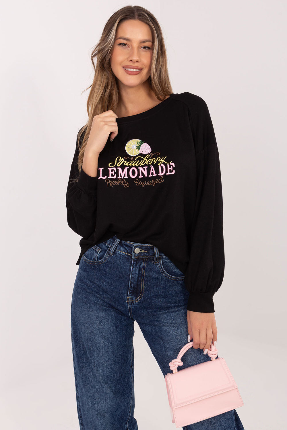 Rue Paris Black Round Neck Long Sleeve Sweatshirt