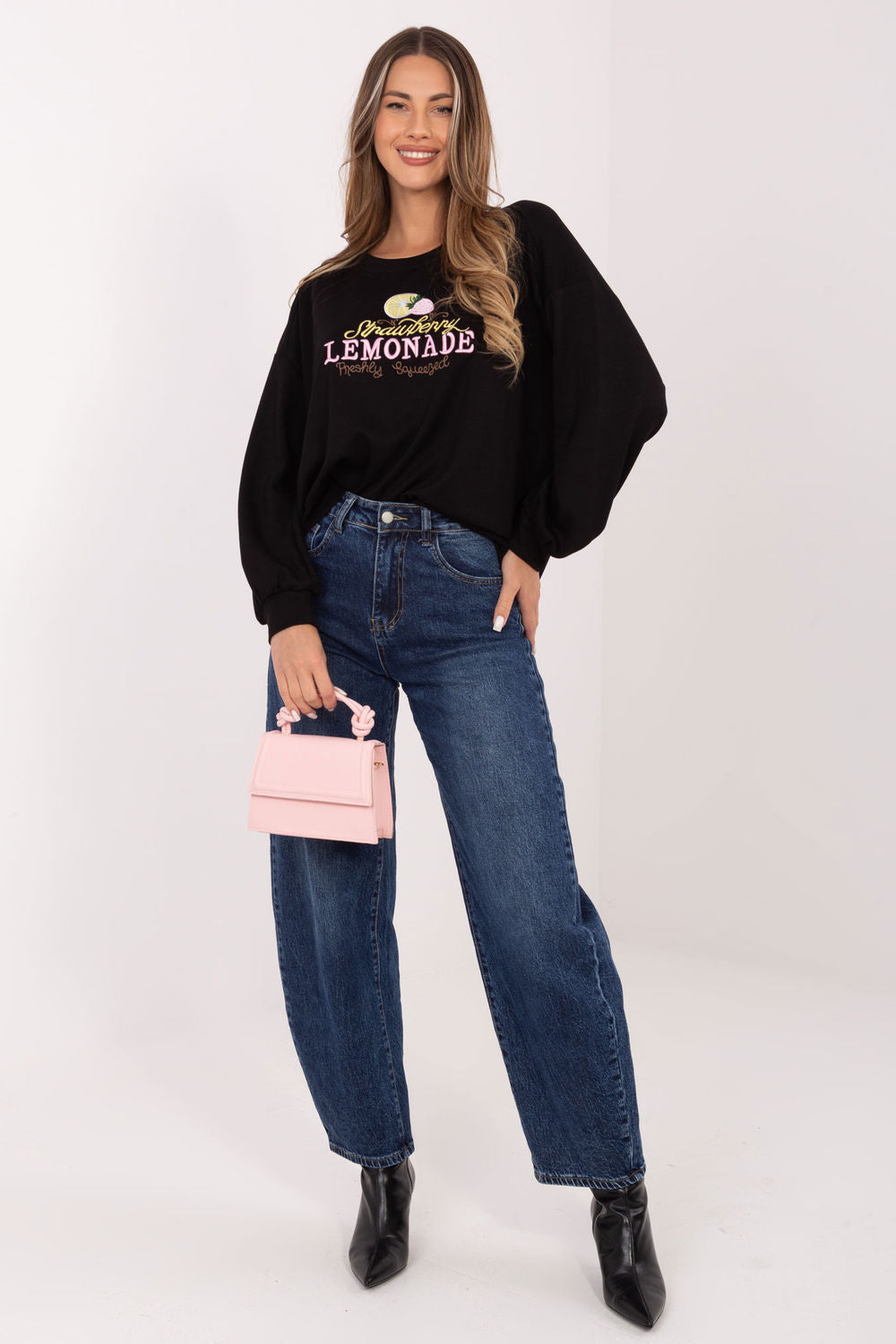 Rue Paris Black Round Neck Long Sleeve Sweatshirt - view 2