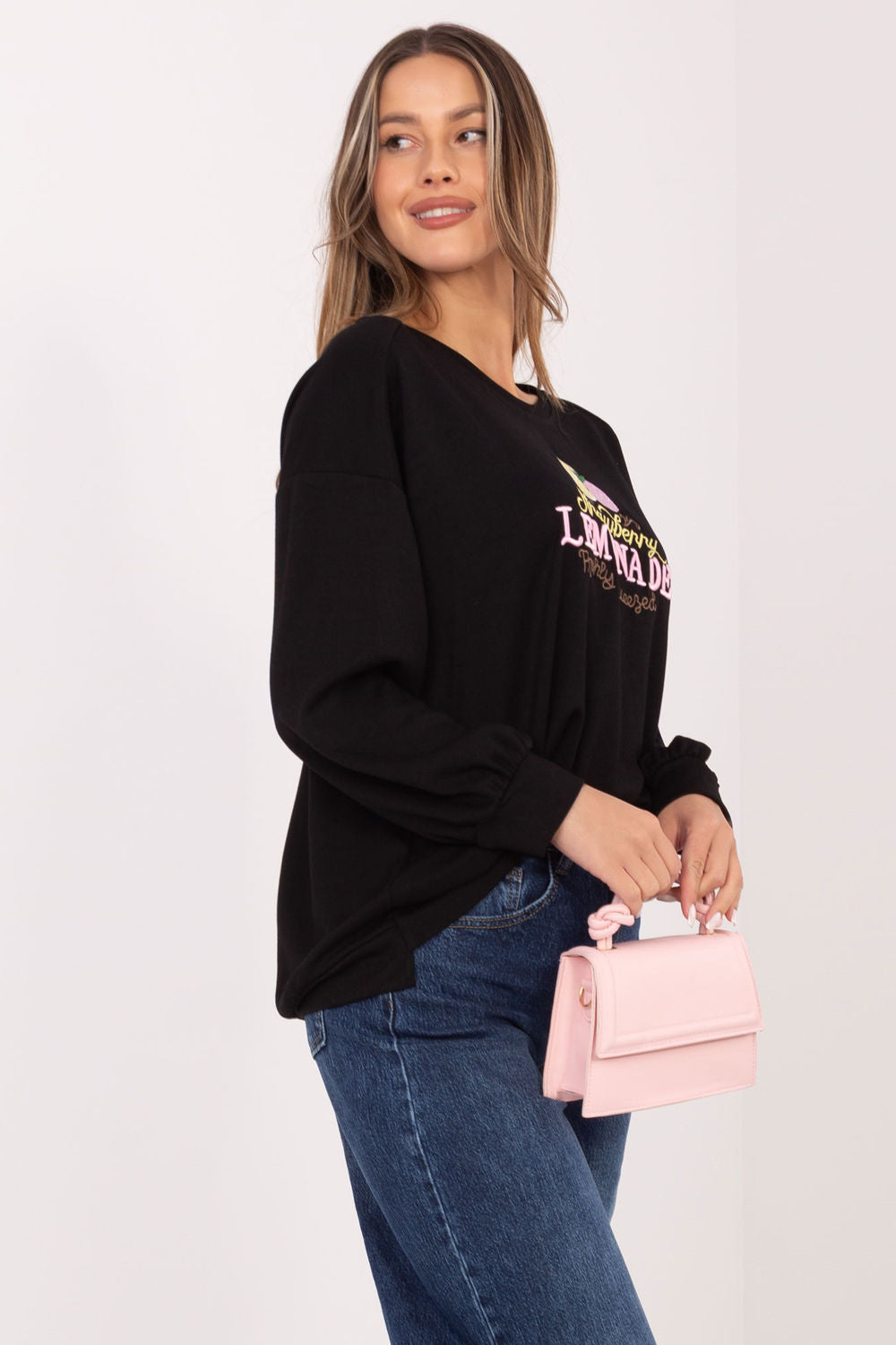 Rue Paris Black Round Neck Long Sleeve Sweatshirt - view 4