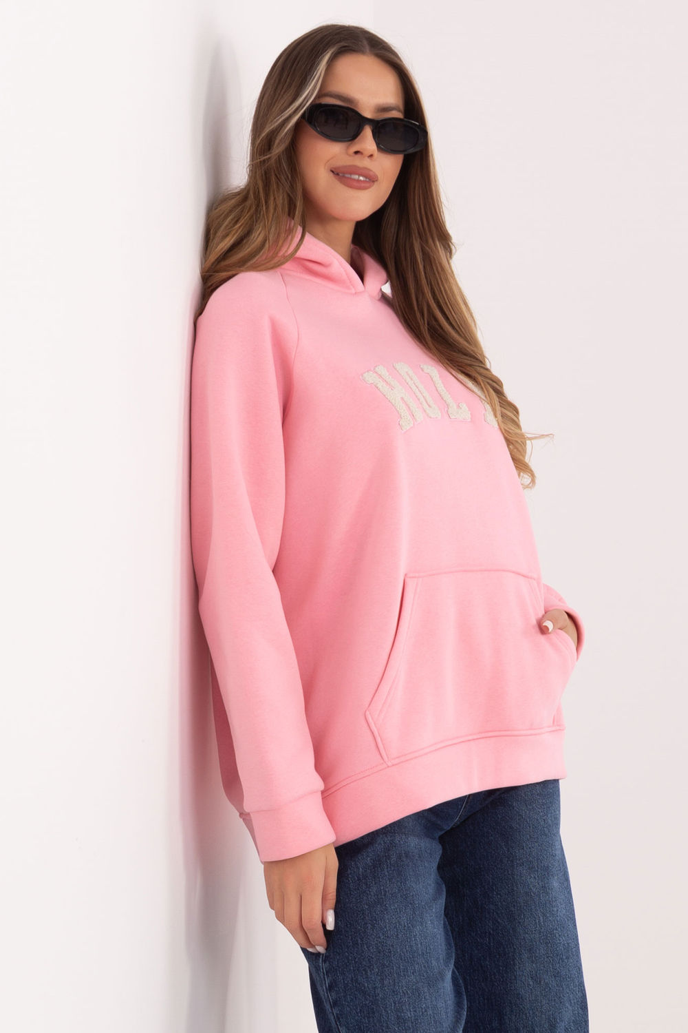 Rue Paris Light Pink Hooded Long Sleeve Sweatshirt - view 4