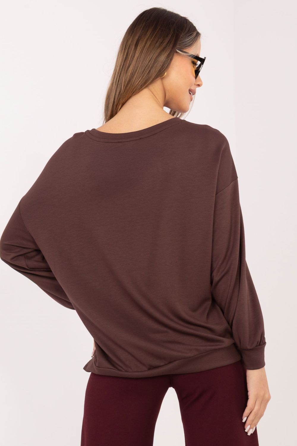 Rue Paris Dark Brown Long Sleeve Sweatshirt - view 4