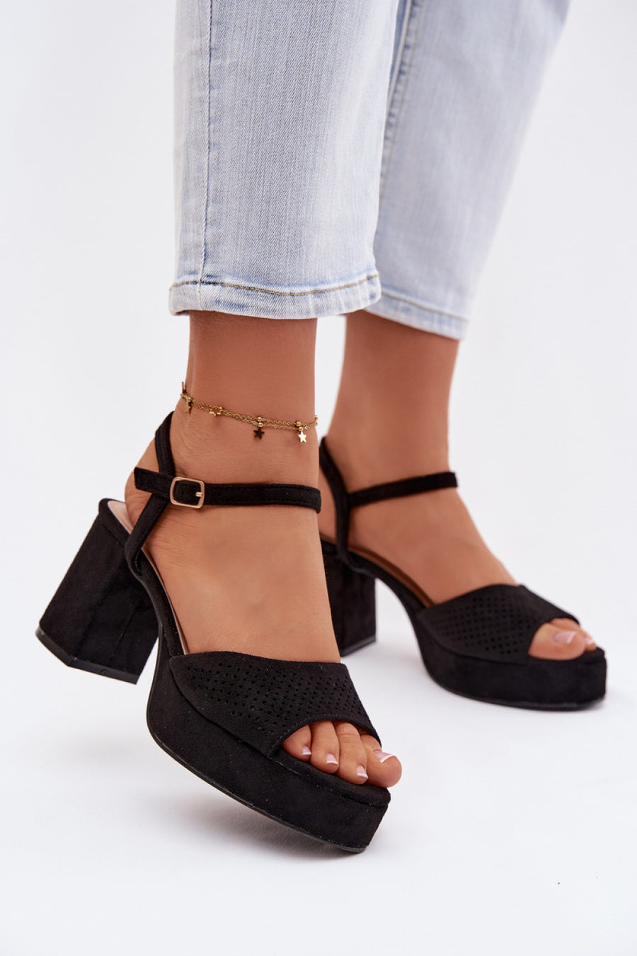 Step In Style Iserelle Black Heeled Sandals
