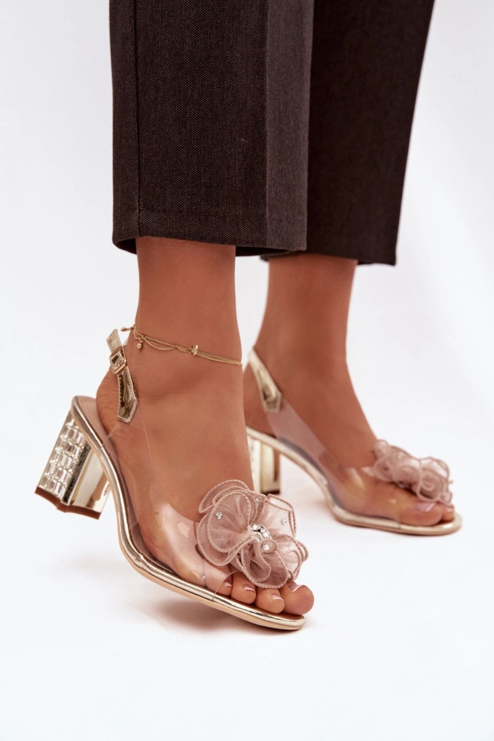 Step In Style Gold Heeled Sandals - view 2