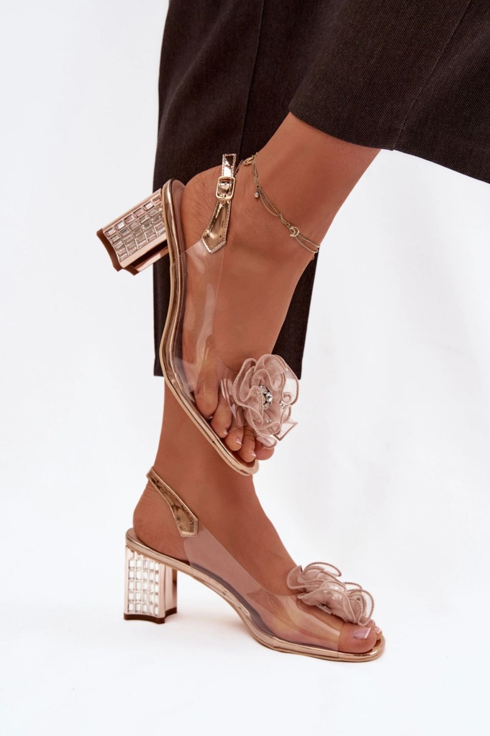 Step In Style Gold Heeled Sandals - view 3