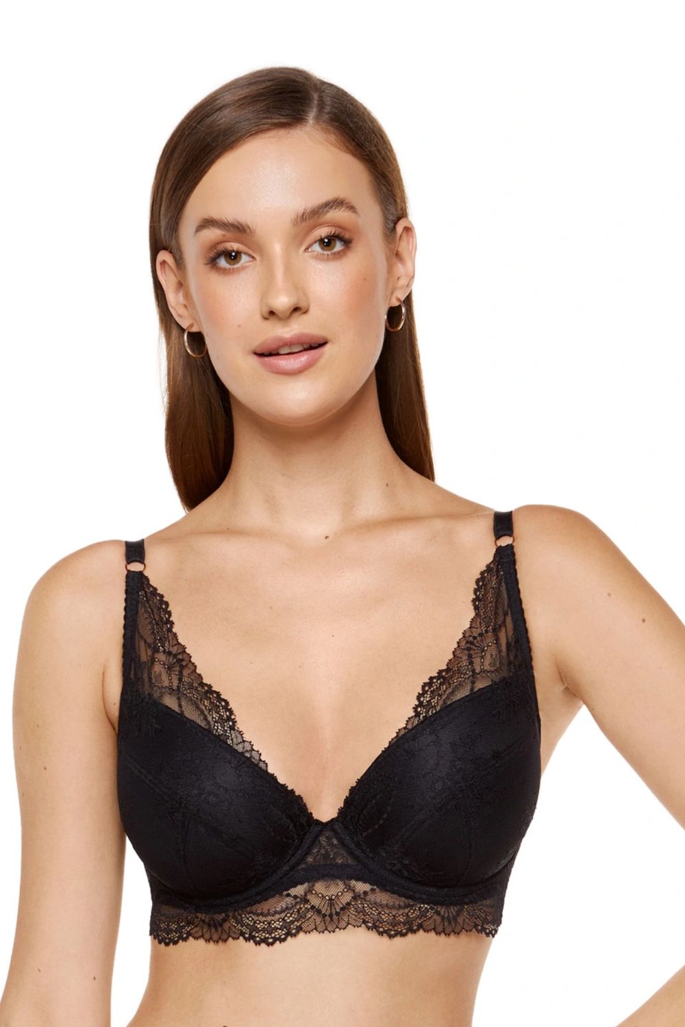 Gorteks Sophie Black Lace Plunge Padded Bra