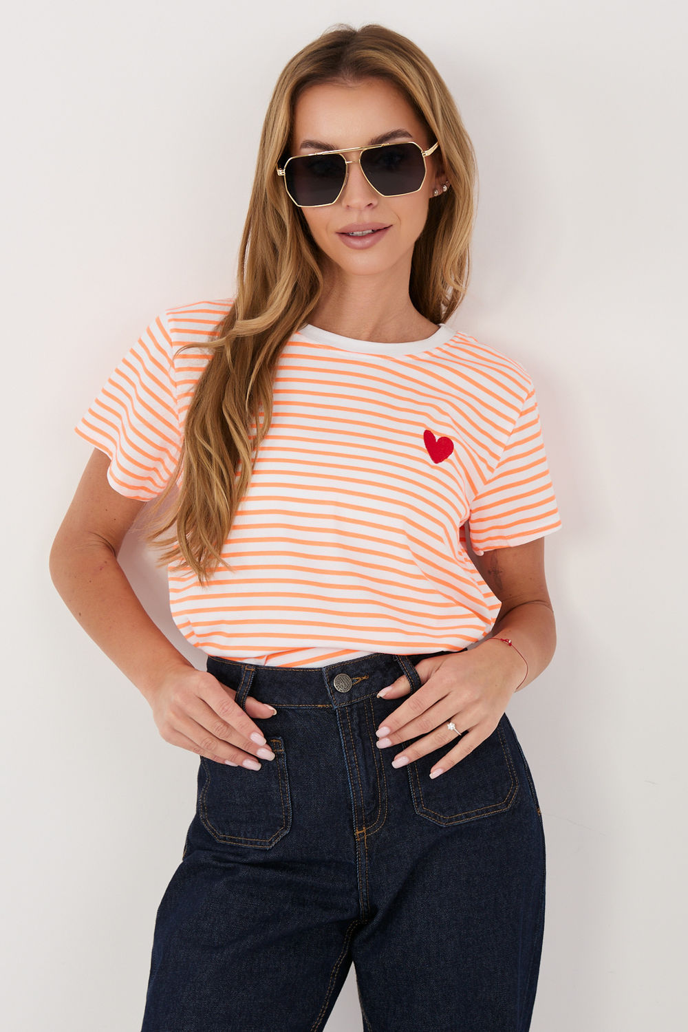 Italy Moda White Striped Short Sleeve T-Shirt