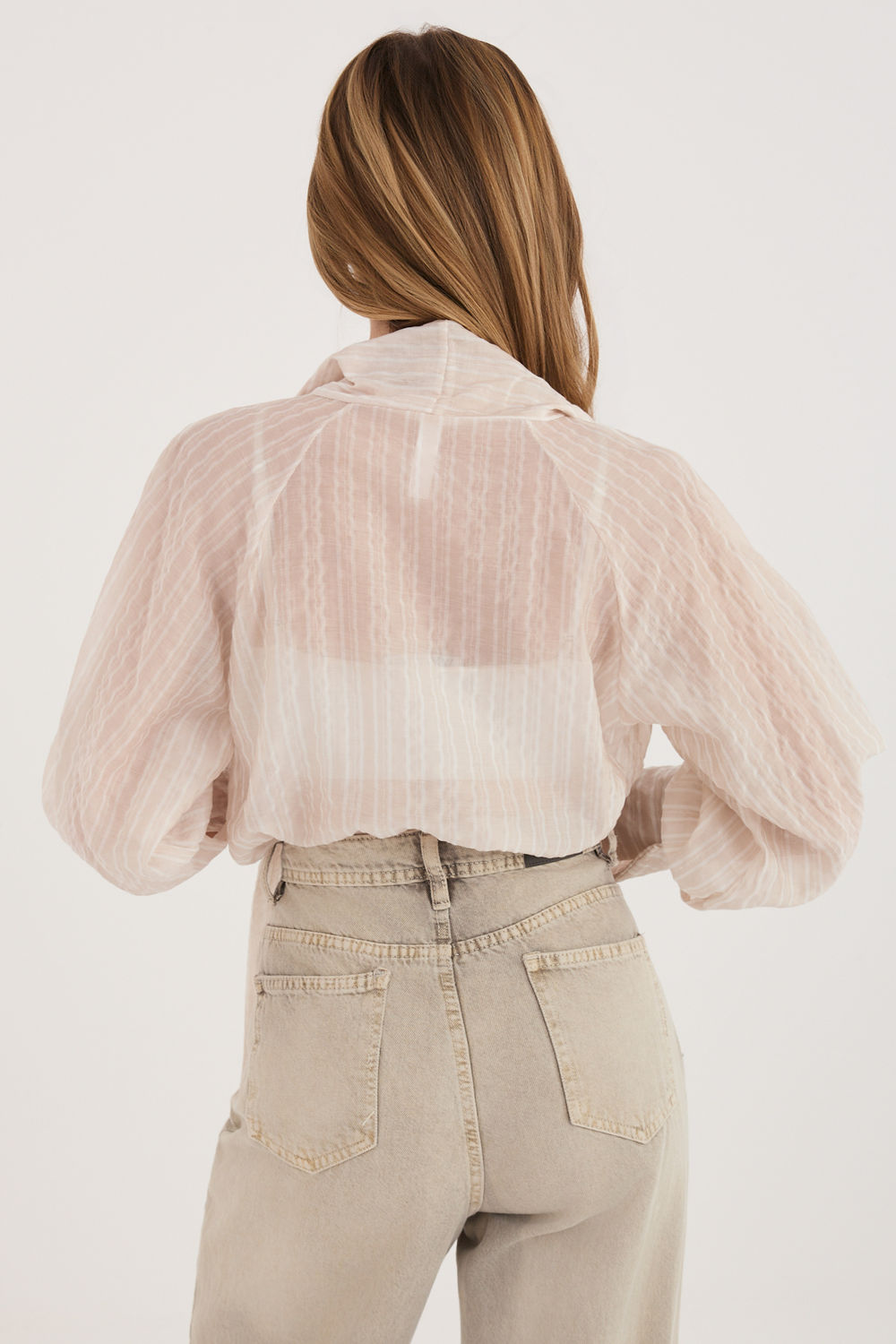 Italy Moda Beige Striped Long Sleeve Top - view 3